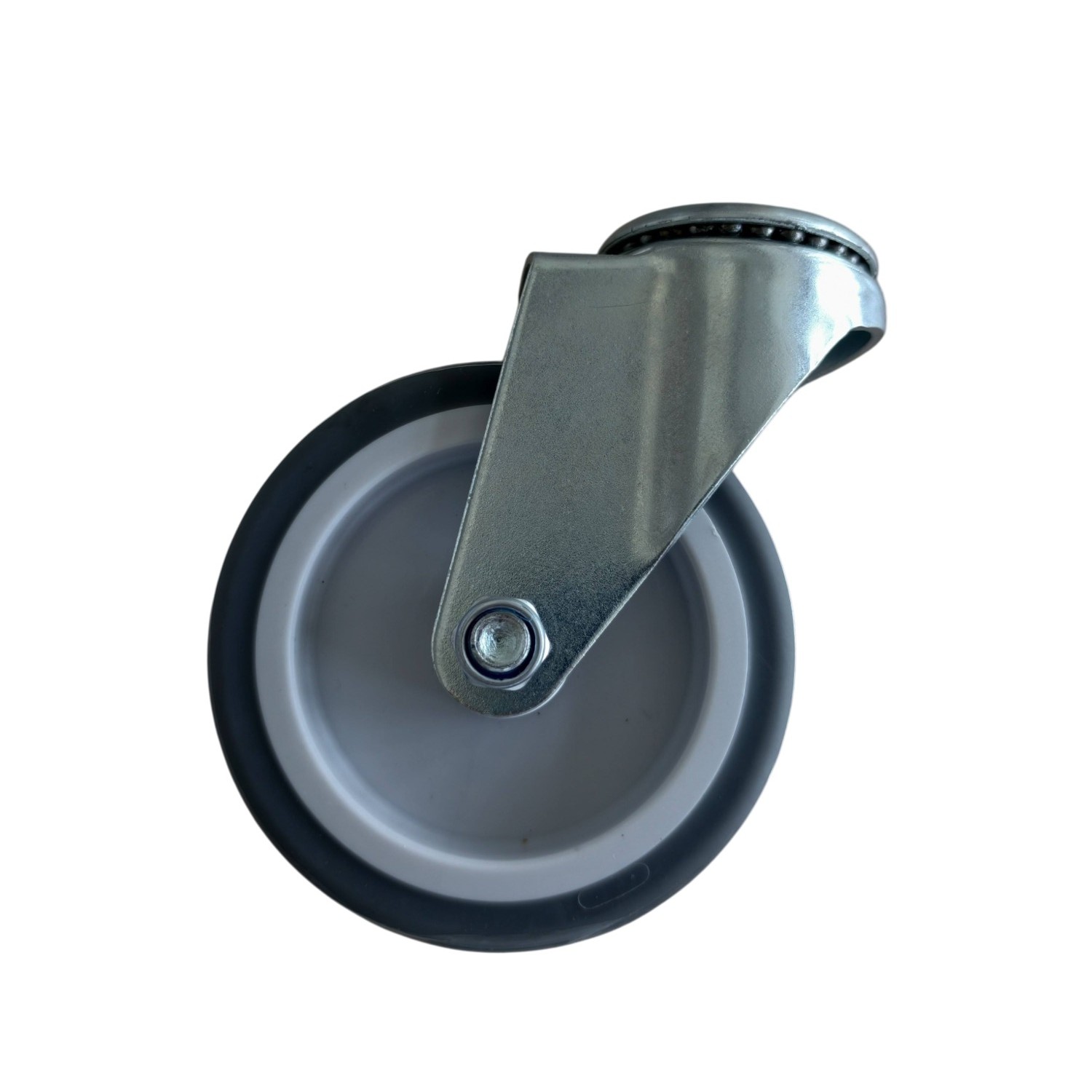 510125h(12) - Колесо для покупательских тележек 125мм(под болт М12,терм. резина, подш. скольж)